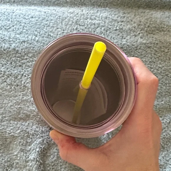 New Starbucks Pink Floral Ombre Tumbler with Yellow Straw and Orange Accents - Picture 3 of 5